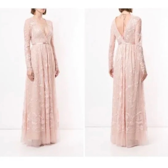 Needle & Thread Eleanor layered gowns available in pink and grey gray - Picture 2 of 7